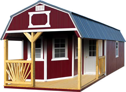 Hickory Shed Playhouse PINNACLE RED PAINT & BARN WHITE TRIM PAINT ON LP SMART PANEL SIDING.fw